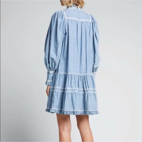 Ulla Johnson Blanche Chambray Long Sleeve Dress 100% Cotton Size 4 - Picture 2 of 4